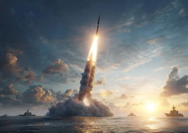Ultra-realistic cinematic illustration of India hypersonic anti-ship missile launching