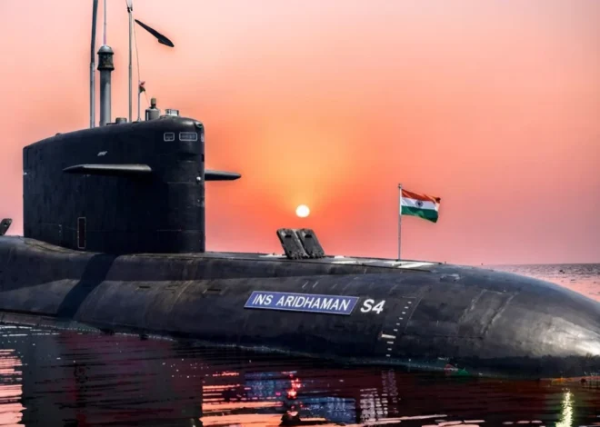 INS Aridhaman nuclear submarine of Indian Navy in ocean