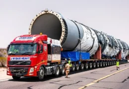 308 wheel mega truck carrying a 200 ton vacuum boiler visited in Varanasi