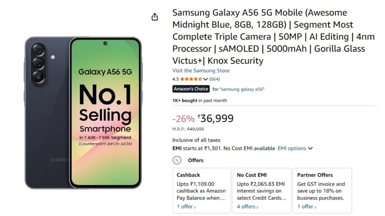 Samsung Galaxy A56 Amazon Deal 2026