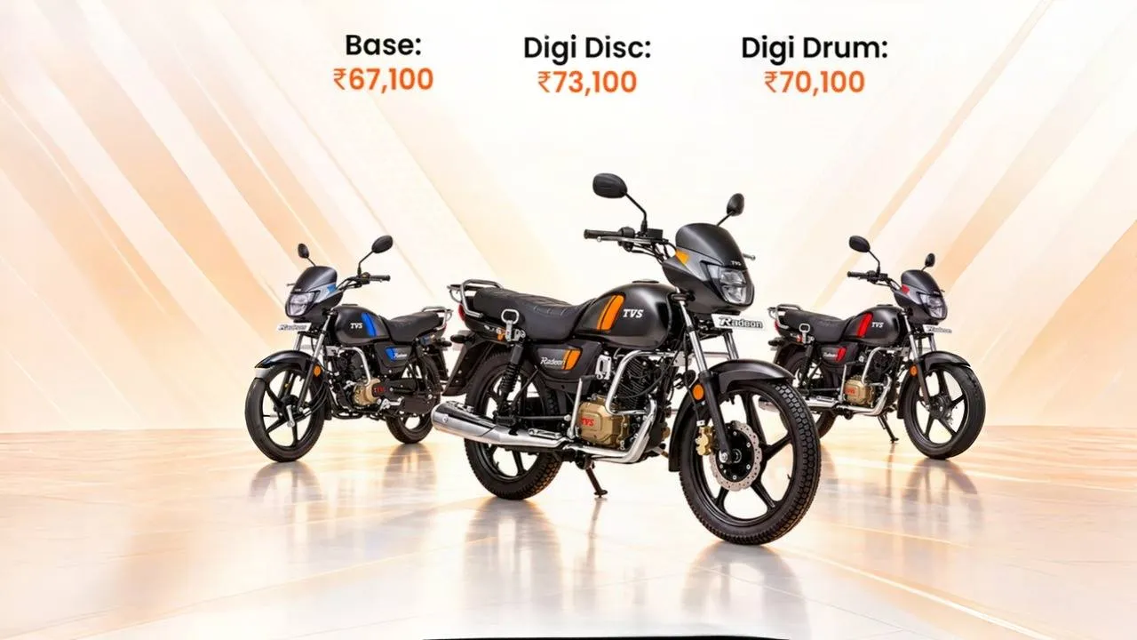 ₹67,100 में लॉन्च हुई नई TVS Radeon, बेस मॉडल महंगा, लेकिन टॉप वेरिएंट ₹7,500 सस्ता